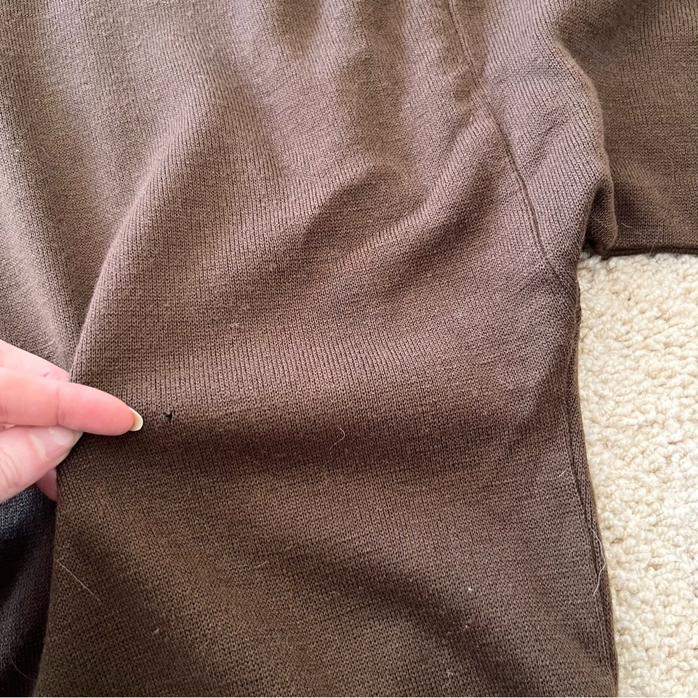 Naulover Corte Ingles Faux Suede Patxhwork Sweater Size Medium Vintage Brown‎ - Picture 9 of 9